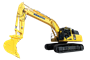 Yellow excavator digging machine