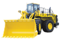 Yellow wheel loader machine with large bucket