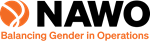NAWO logo with tagline in orange text that says "Balancing Gender in Operations".